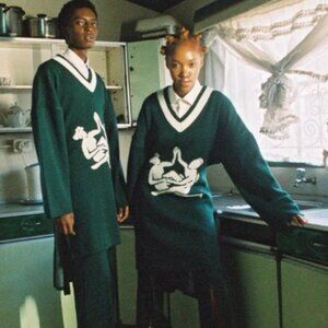 Thebe Magugu Logo Sweater S Tunic Oversized Chunky Varsity Tennis Sisterhood